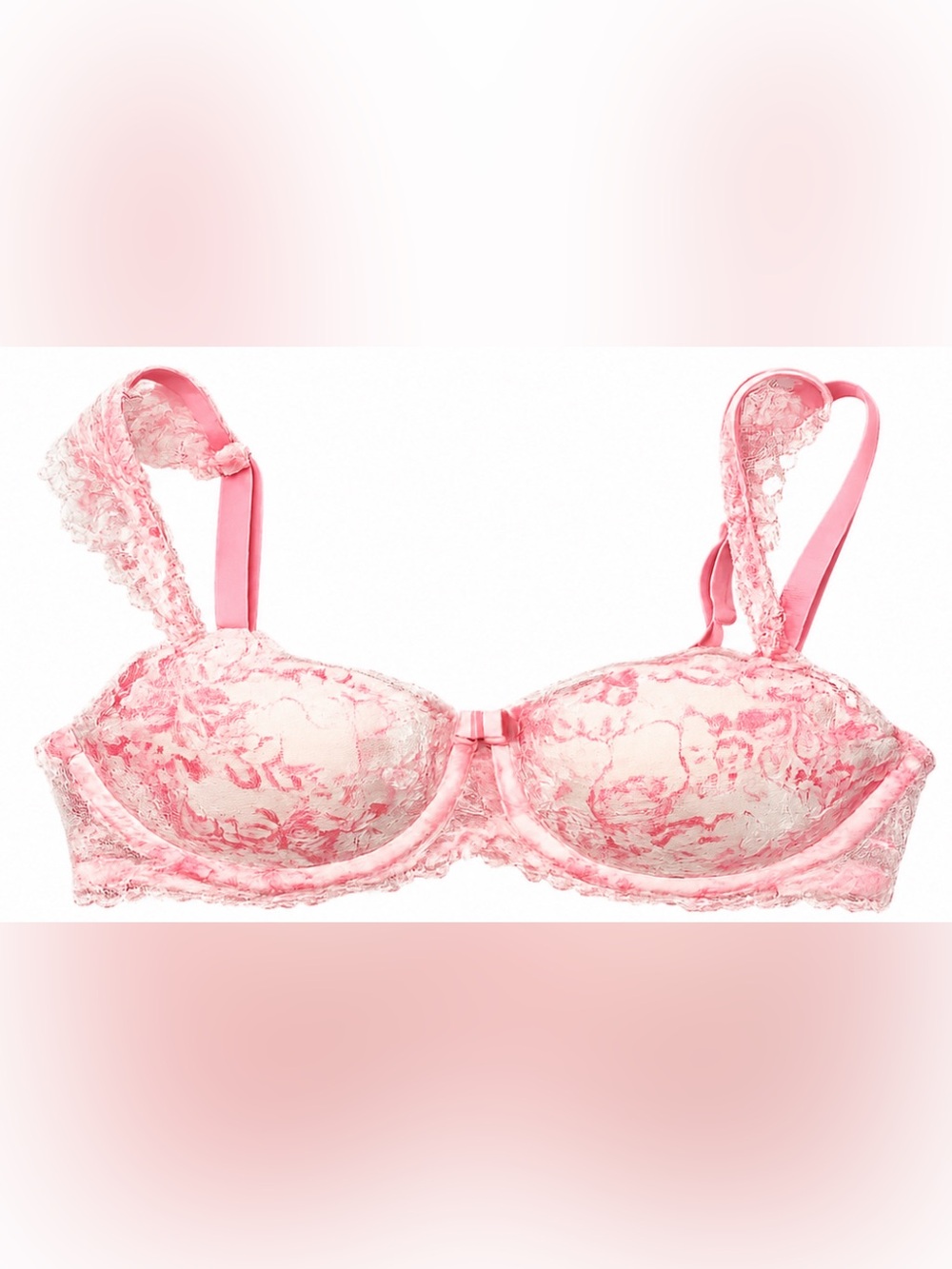 Pink by Victoria Secret Petal Pink Push Up Lace Flutter Sleeve Bra